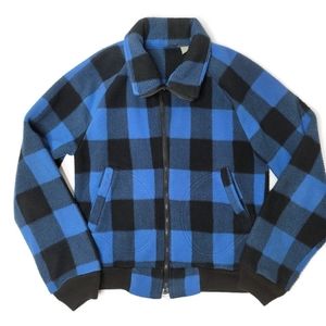 J. Blair blue and black Buffalo plaid polar fleece zip up jacket. Size small